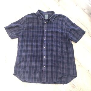 Cooper Jones Linen Short Sleeve Plaid Shirt XL